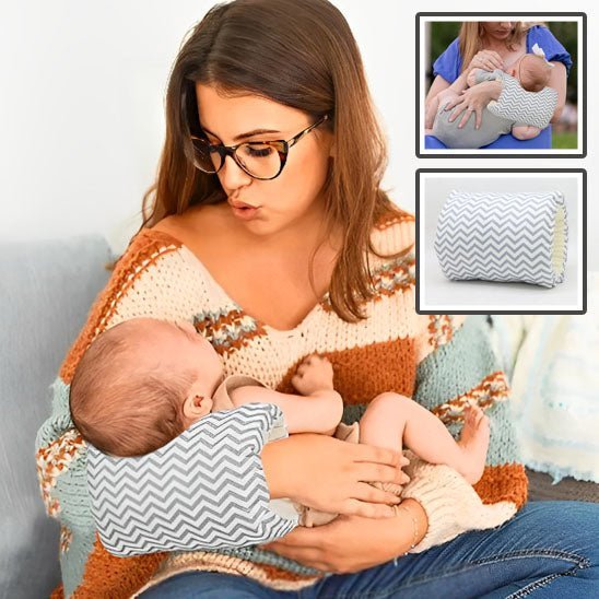 Coussin d'Allaitement Doux pour Bébé à Chevron - Joli bébé maman