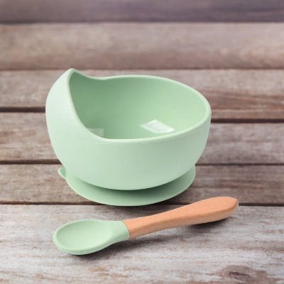 Vaisselle bebe avec cuillère - Vert - Joli bébé maman