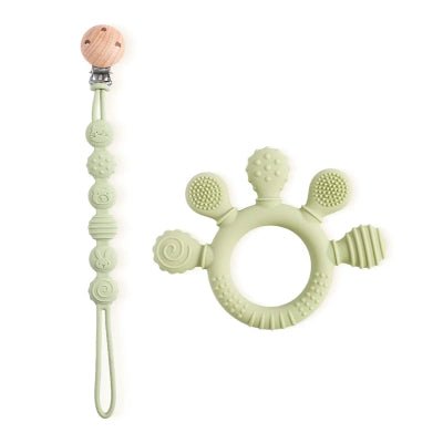 Anneau de Dentition & Attache Tétine - Vert - Joli bébé maman