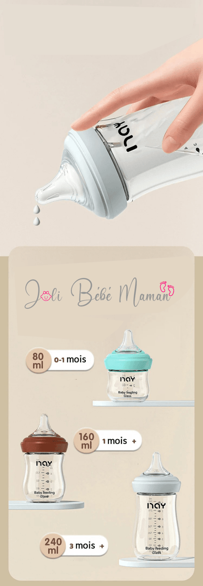 Biberon Bi Santos en Verre Anti flatulence 240ml - Vert - Joli bébé maman