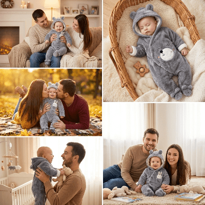 Combinaison bébé | Douce Peluche Hivernale - Joli bébé maman