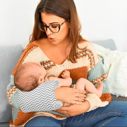Coussin d'Allaitement Doux pour Bébé à Chevron - Joli bébé maman