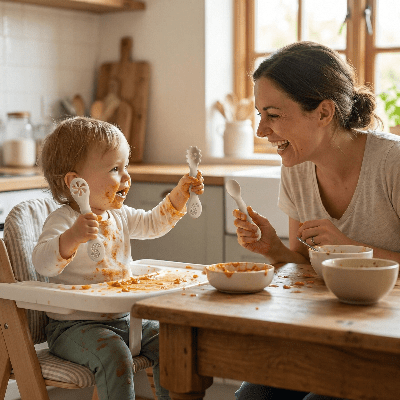 Cuillere bebe beige | Ergonomique Silicone - Joli bébé maman