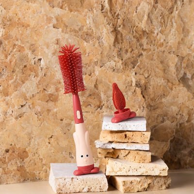 Ensemble de Brosse à Biberon - Rouge - Joli bébé maman