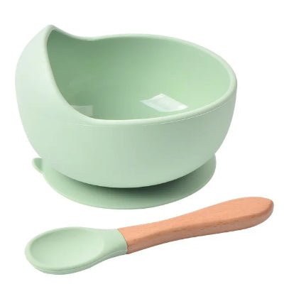 Vaisselle bebe avec cuillère - Vert - Joli bébé maman
