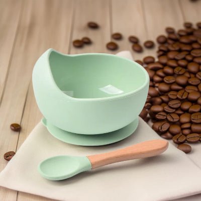 Vaisselle bebe avec cuillère - Vert - Joli bébé maman