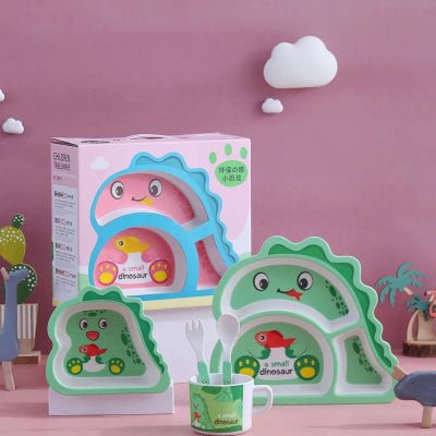Vaisselle Bebe BambooKid™ - Dinosaure Vert - Joli bébé maman