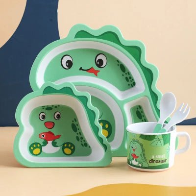 Vaisselle Bebe BambooKid™ - Dinosaure Vert - Joli bébé maman